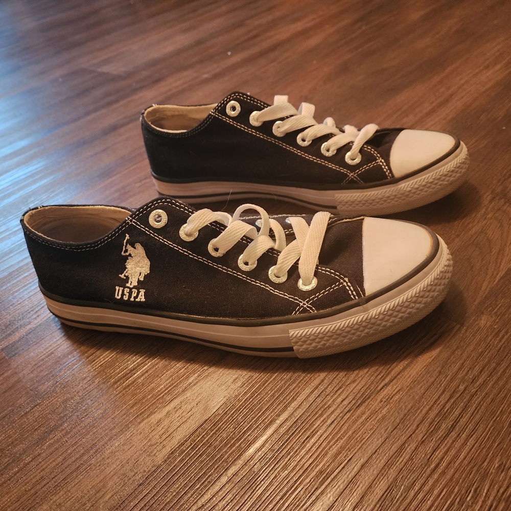 U.S. Polo Assn. Black and White Low-Top Canvas Sneakers